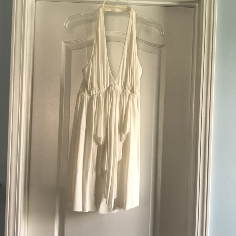 White halter mini dress